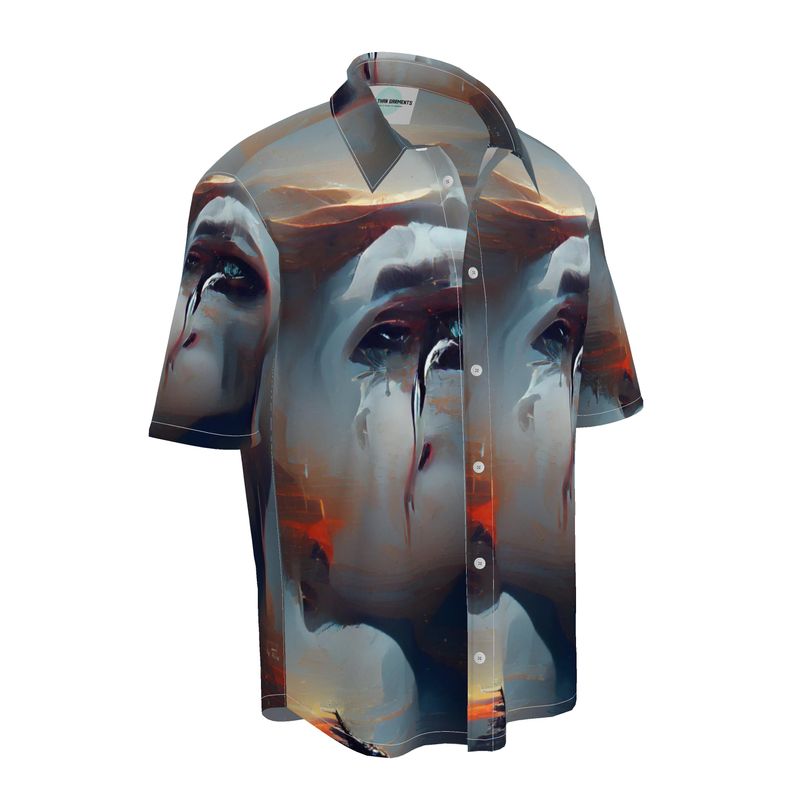 Sorrow - Light Blue, Red and Grey Short Sleeve Button Up, Mother Of Pearl Buttons, Breathable Fabric, Men's Short Sleeve Shirt