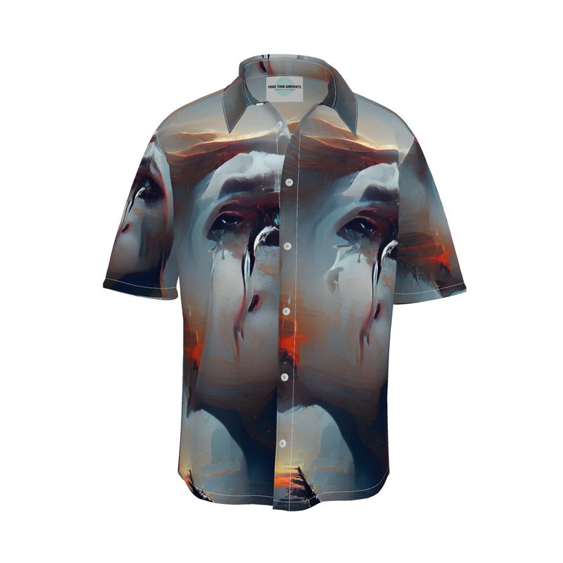 Sorrow - Light Blue, Red and Grey Short Sleeve Button Up, Mother Of Pearl Buttons, Breathable Fabric, Men's Short Sleeve Shirt