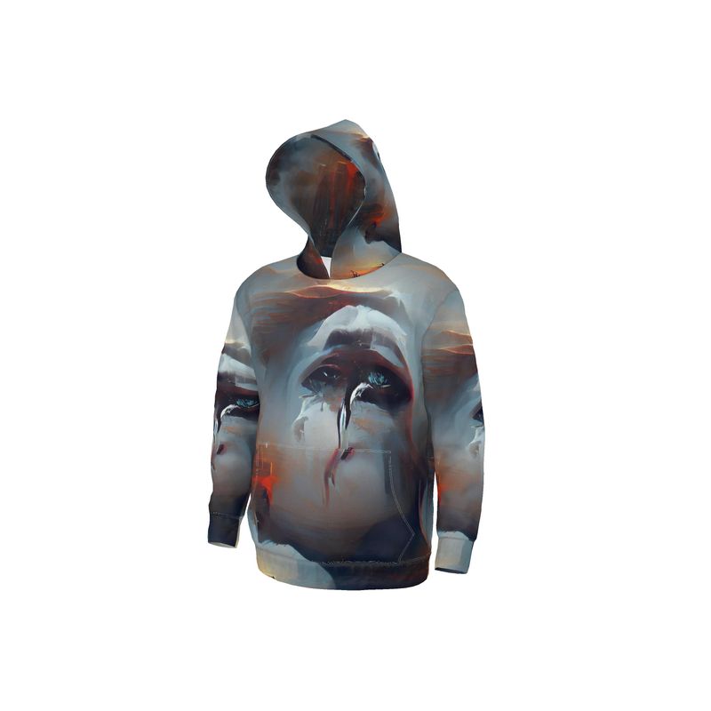 Sorrow - Light Blue, Red and Grey Unisex Pullover Or Zipper, Relaxed Fit, Cut & Sewn Hoodie