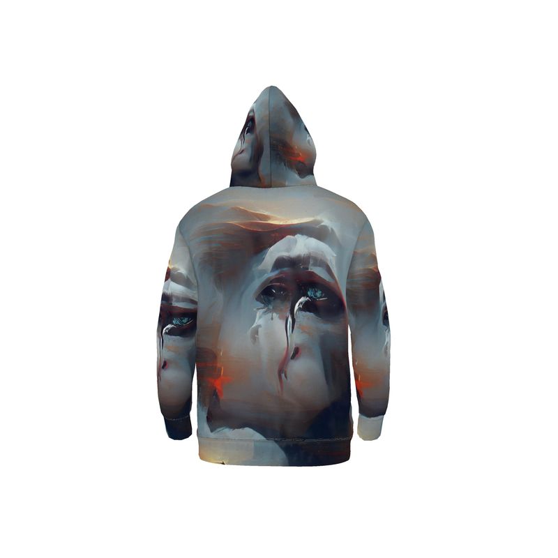 Sorrow - Light Blue, Red and Grey Unisex Pullover Or Zipper, Relaxed Fit, Cut & Sewn Hoodie