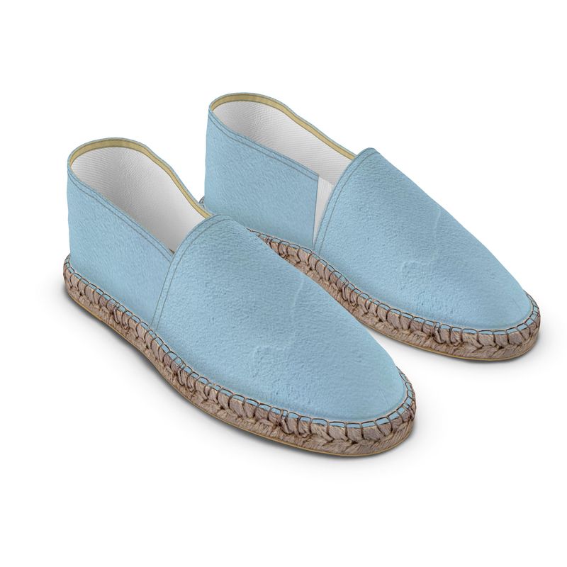 Blue Concrete Wall - Light Blue Non-Slip Rubber Base Unisex Jute Woven Insole Espadrilles