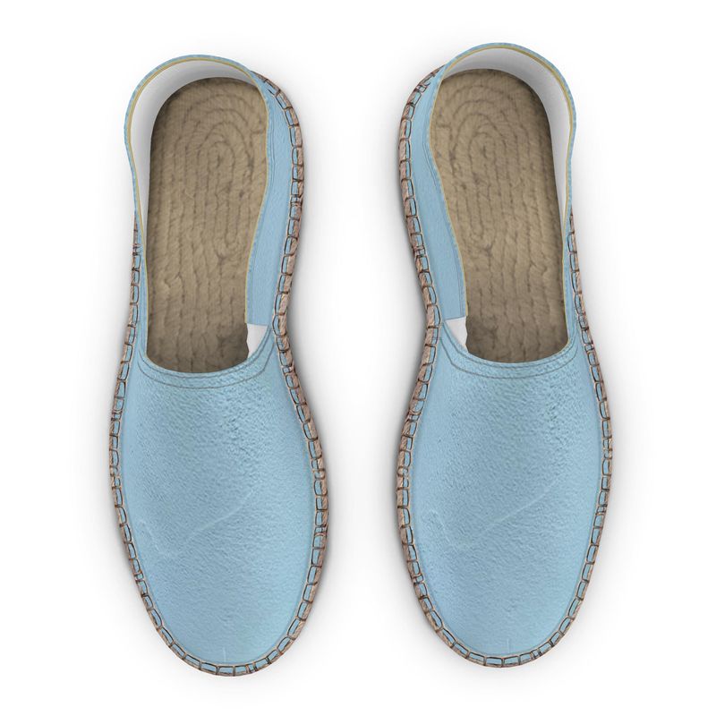 Blue Concrete Wall - Light Blue Non-Slip Rubber Base Unisex Jute Woven Insole Espadrilles