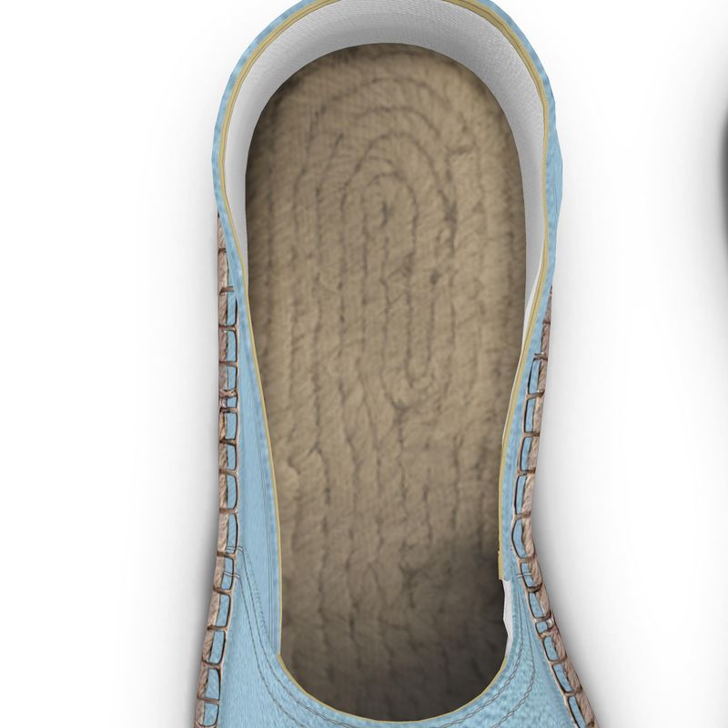 Blue Concrete Wall - Light Blue Non-Slip Rubber Base Unisex Jute Woven Insole Espadrilles