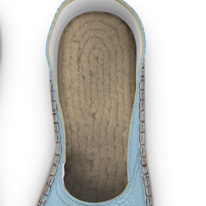 Blue Concrete Wall - Light Blue Non-Slip Rubber Base Unisex Jute Woven Insole Espadrilles