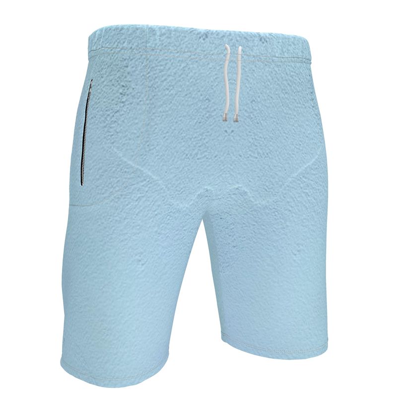 Blue Concrete Wall - Light Blue Front Patch Pocket With Zip On Right, Elasticated Waistband & Drawstring, Rox Sports Or Ponte Jersey, Men's Sweat Shorts