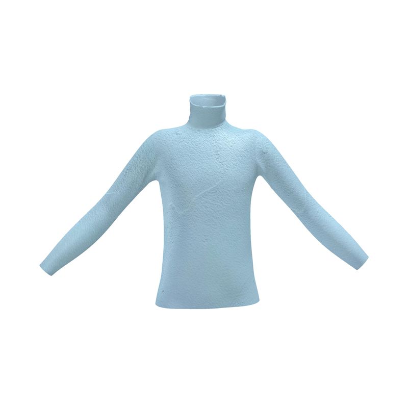 Blue Concrete Wall - Light Blue Long Sleeves, Men's Slim Fit Roll Neck