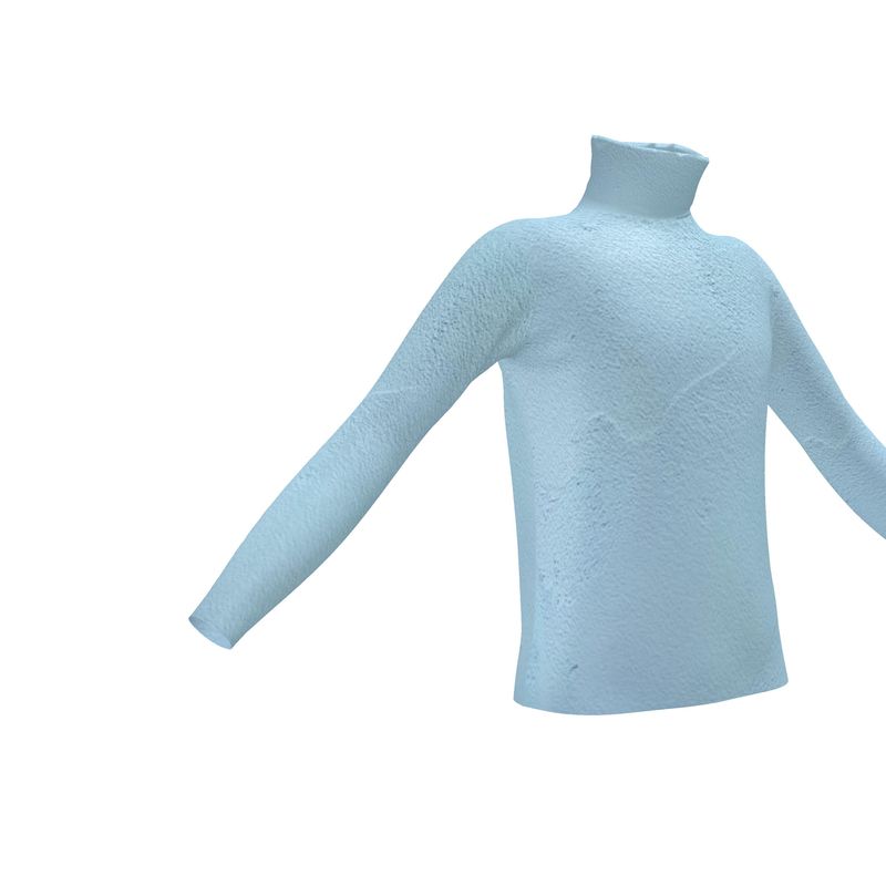 Blue Concrete Wall - Light Blue Long Sleeves, Men's Slim Fit Roll Neck