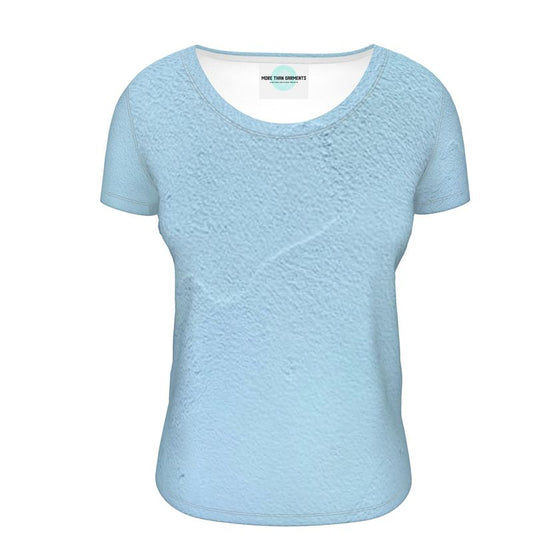 Blue Concrete Wall - Light Blue Soft And Durable Fabric, Flattering, Relaxed Shape, Ladies Scoop Neck T-Shirt