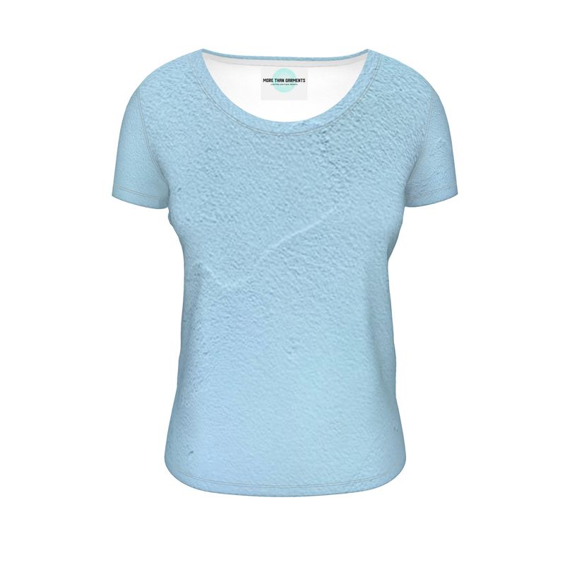 Blue Concrete Wall - Light Blue Soft And Durable Fabric, Flattering, Relaxed Shape, Ladies Scoop Neck T-Shirt