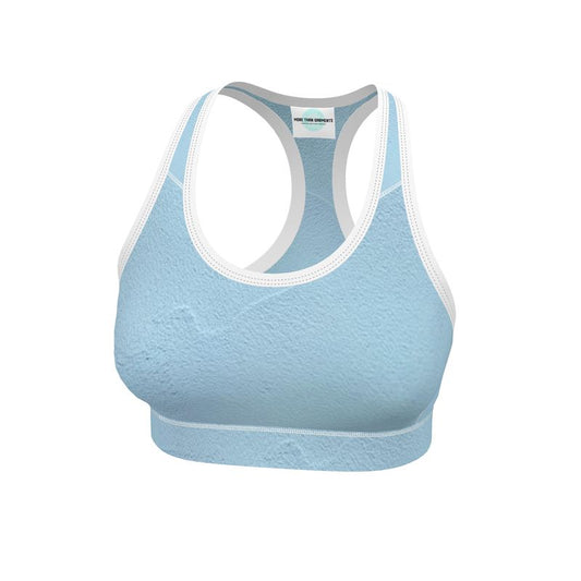 Blue Concrete Wall - Light Blue Binding And Elastic, Light Support For Low-Impact Exercise, Flex Sport Lycra Fabric Sports Bra