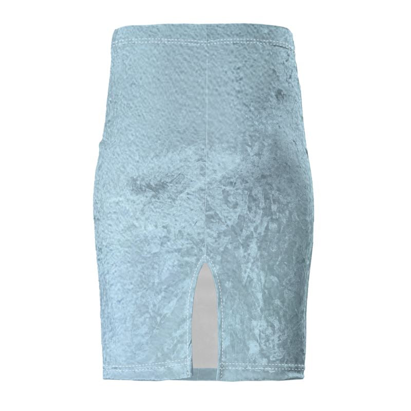 Blue Concrete Wall - Light Blue Chose Top Stitch Thread Colour Pencil Skirt