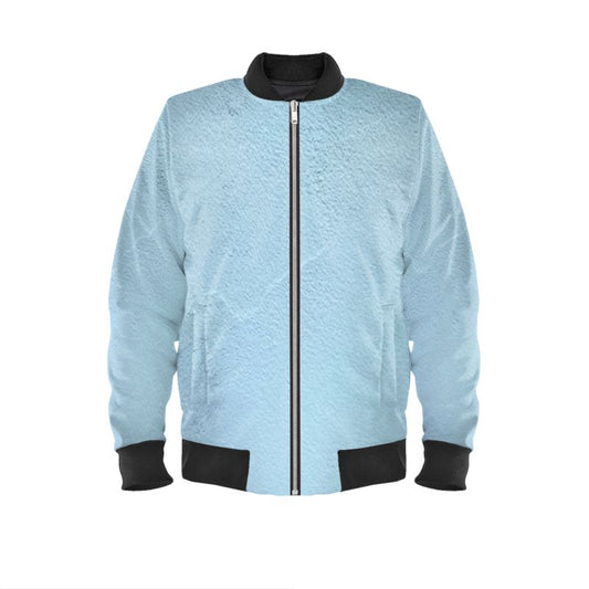 Blue Concrete Wall - Light Blue Different Ribbing Colour Options, Satin Or Quilted Lining, Waterproof, Satin, Velvet Or Jersey Ladies Bomber Jacket