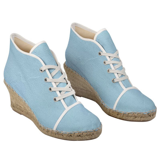 Blue Concrete Wall - Light Blue Perfect For Standing Out In The Summer, Stylish Handmade Ladies Wedge Espadrilles