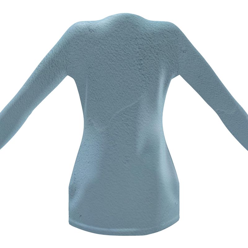 Blue Concrete Wall - Light Blue Drop Pockets & Waterfall Front V-Neck, Long Sleeves, Single Button, Jersey Knit Fabric, Ladies Cardigan With Pockets