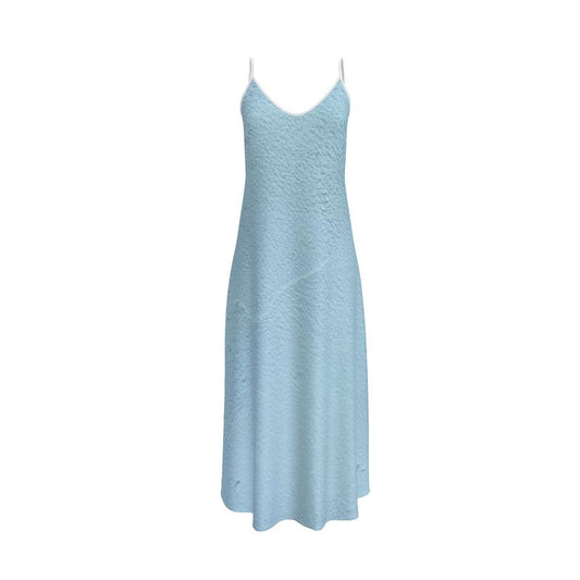 Blue Concrete Wall - Light Blue Tapered Waist, Flared Bottom Slip Dress