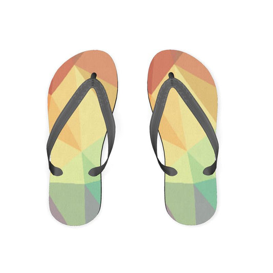 Stained Glass Window - Multi Coloured Plastic Straps, Covered With Poly-Satin, Sturdy Foam Base Flip Flops