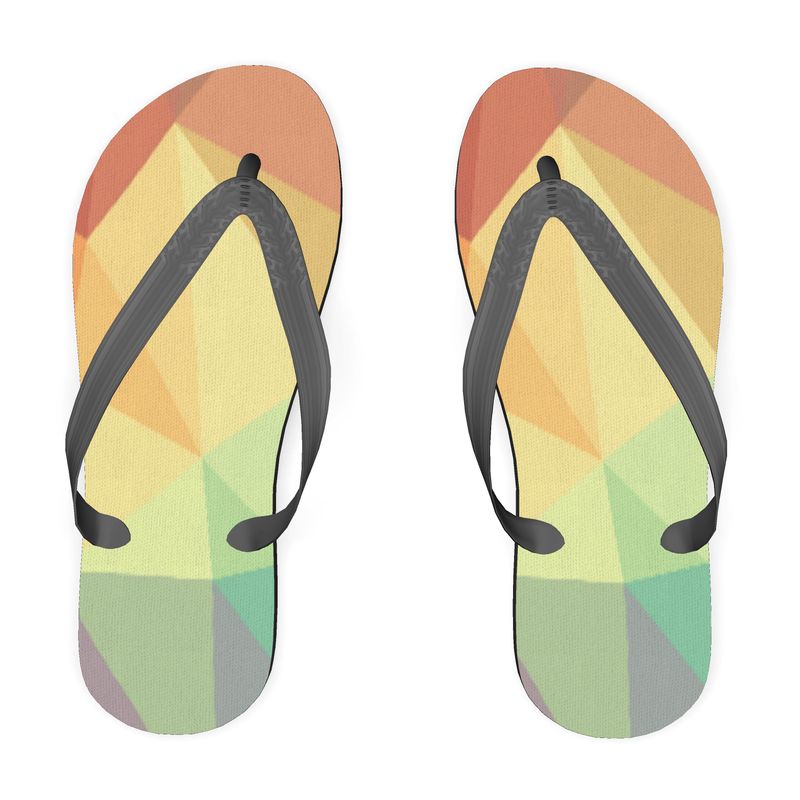 Stained Glass Window - Multi Coloured Plastic Straps, Covered With Poly-Satin, Sturdy Foam Base Flip Flops