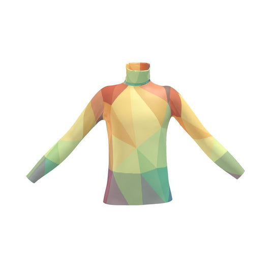 Stained Glass Window - Multi Coloured Long Sleeves, Men's Slim Fit Roll Neck