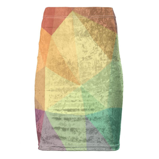 Stained Glass Window - Multi Coloured Chose Top Stitch Thread Colour Pencil Skirt