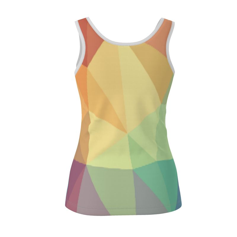 Stained Glass Window - Multi Coloured Scoop Neck, Higher At The Back Ladies Vest Top