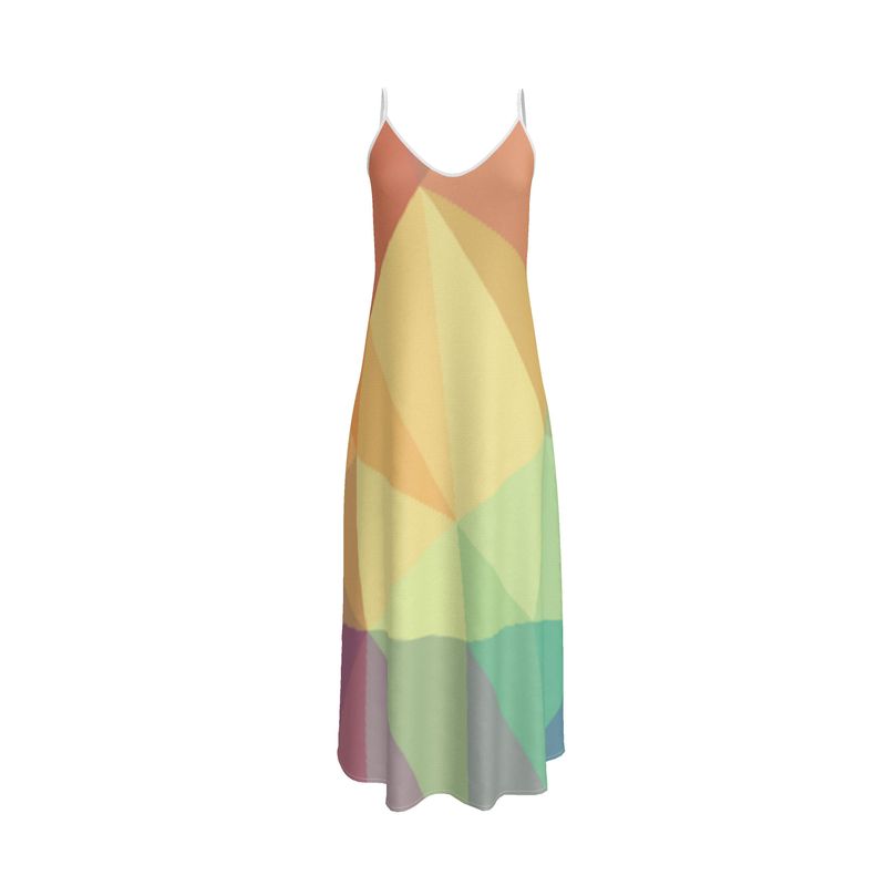 Stained Glass Window - Multi Coloured Tapered Waist, Flared Bottom Slip Dress