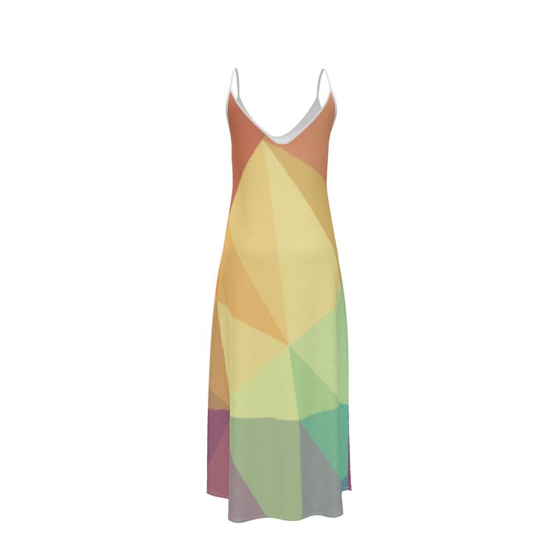 Stained Glass Window - Multi Coloured Tapered Waist, Flared Bottom Slip Dress