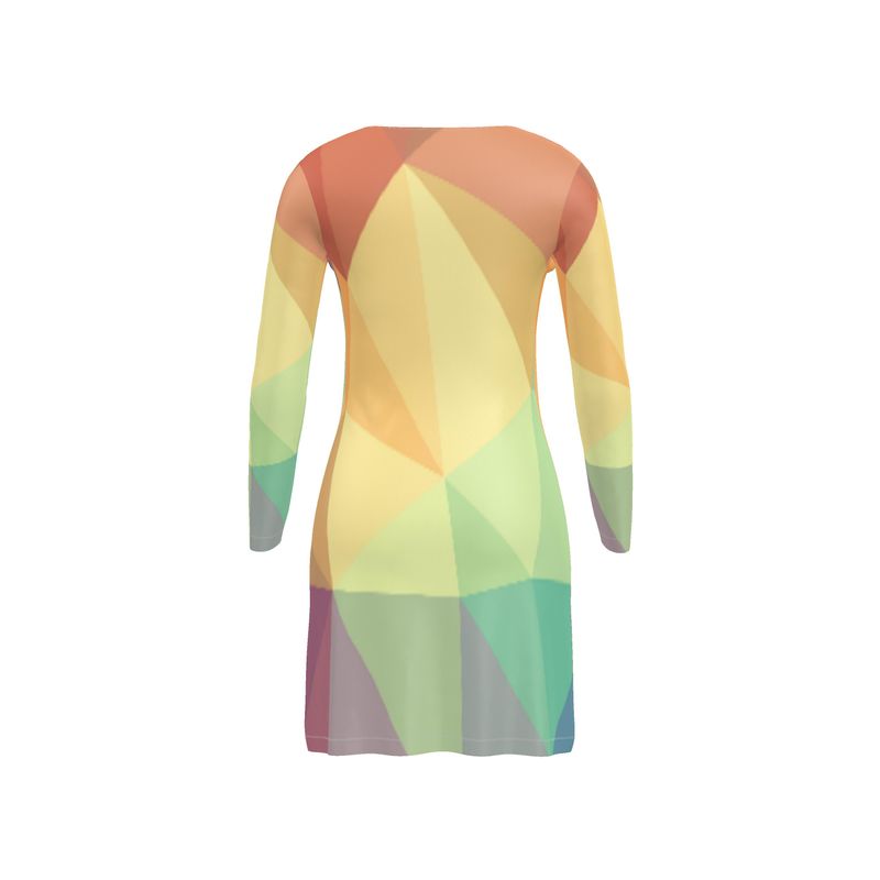 Stained Glass Window - Multi Coloured V-Neck, Button Through Top To Bottom Ladies Cardigan