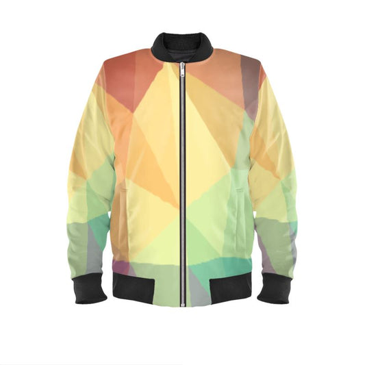 Stained Glass Window - Multi Coloured Different Ribbing Colour Options, Satin Or Quilted Lining, Waterproof, Satin, Velvet Or Jersey Ladies Bomber Jacket