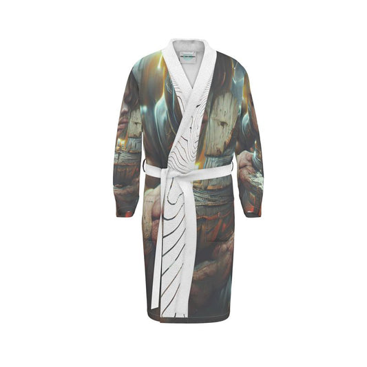 Worthy 11 - Brown, Beige & Light Blue Unisex Fire-Rated Fabric Dressing Gown