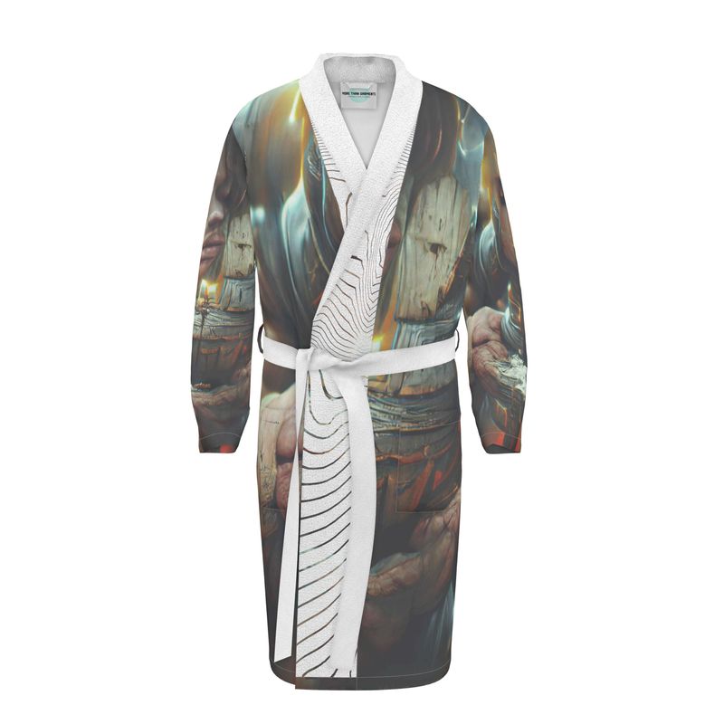 Worthy 11 - Brown, Beige & Light Blue Unisex Fire-Rated Fabric Dressing Gown