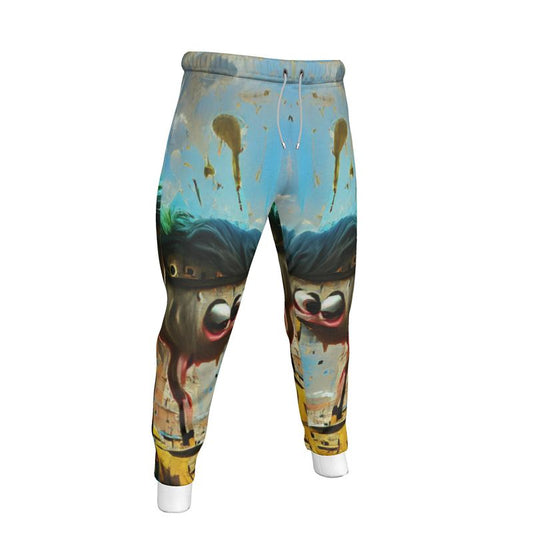 Flakey - Vibrant Blue, Beige & Orange Lined Side Pockets, Slim Fit Leg With Elastic Waist, Stylish Men's Jogging Bottoms