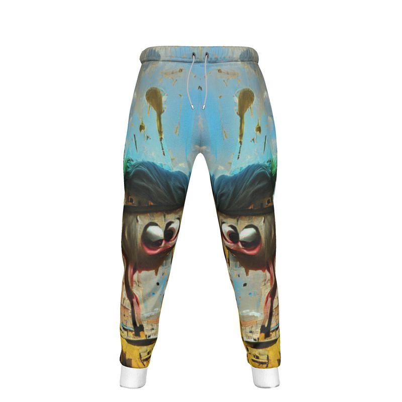 Flakey - Vibrant Blue, Beige & Orange Lined Side Pockets, Slim Fit Leg With Elastic Waist, Stylish Men's Jogging Bottoms