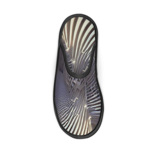 A Heavenly Cloud 2 - Black, Grey & White Locks In Warmth, Non-slip Leatherette Sole, Water Absorbent Qualities Slippers