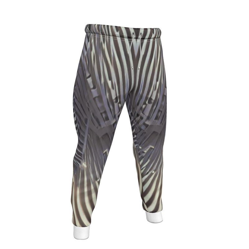 A Heavenly Cloud 2 - Black, Grey & White Lined Side Pockets, Slim Fit Leg With Elastic Waist, Stylish Men's Jogging Bottoms