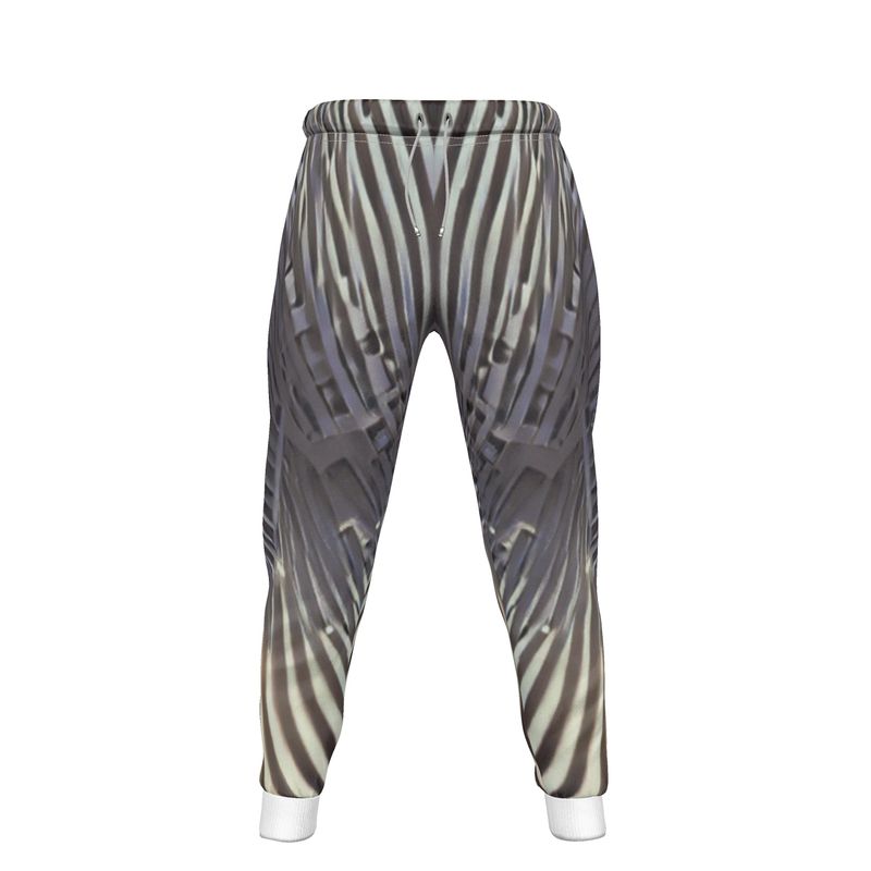 A Heavenly Cloud 2 - Black, Grey & White Lined Side Pockets, Slim Fit Leg With Elastic Waist, Stylish Men's Jogging Bottoms