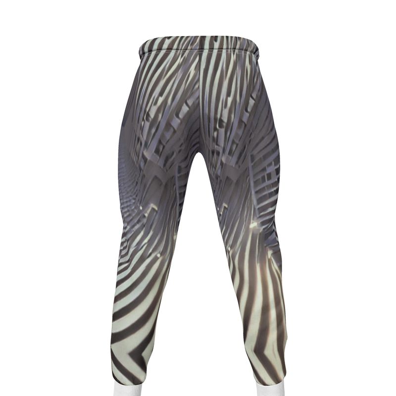 A Heavenly Cloud 2 - Black, Grey & White Lined Side Pockets, Slim Fit Leg With Elastic Waist, Stylish Men's Jogging Bottoms