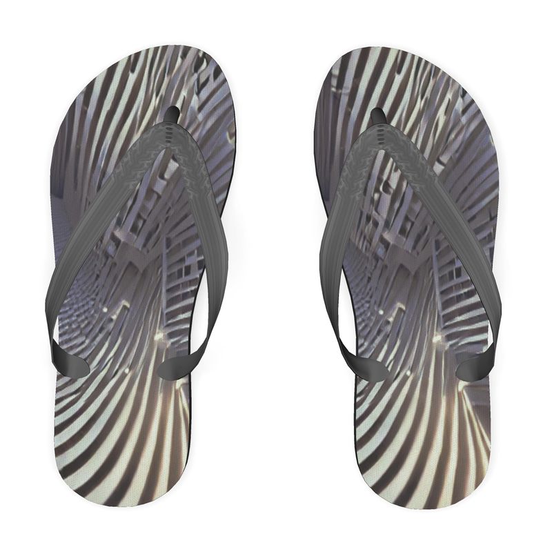 A Heavenly Cloud 2 - Black, Grey & White  Soft Plastic Straps, Covered With Poly-Satin, Sturdy Foam Base Flip Flops