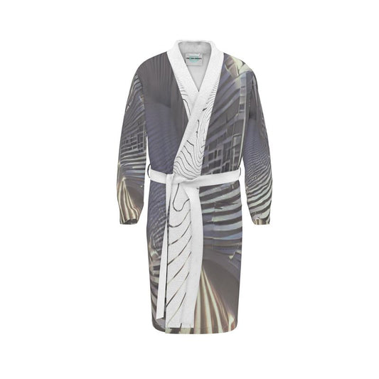 2 Caring - Black & Light Blue Stripes Unisex Fire-Rated Fabric Dressing Gown