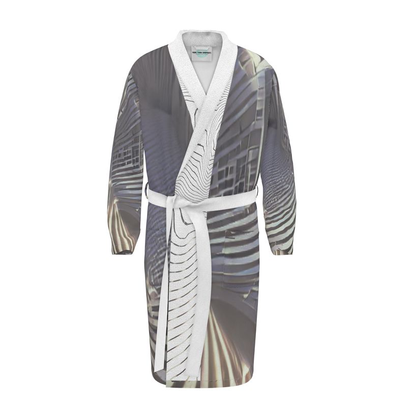 2 Caring - Black & Light Blue Stripes Unisex Fire-Rated Fabric Dressing Gown