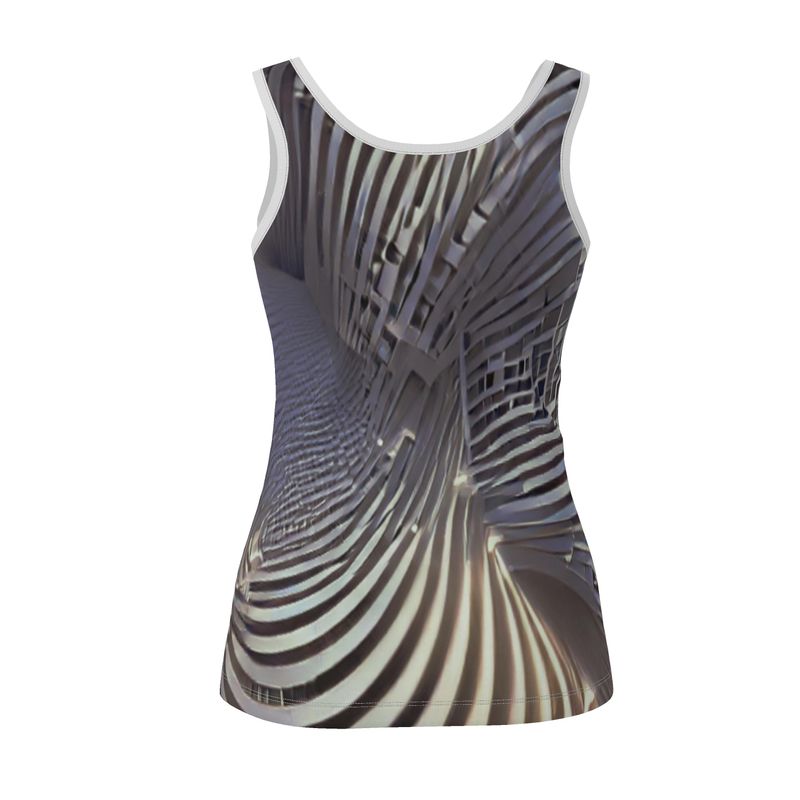 A Heavenly Cloud 2 - Black, Grey & White Scoop Neck, Higher At The Back Ladies Vest Top