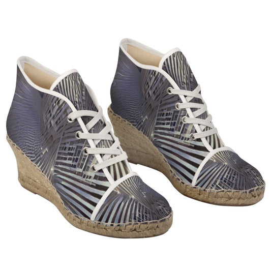 A Heavenly Cloud 2 - Black, Grey & White Perfect For Standing Out In The Summer, Stylish Handmade Ladies Wedge Espadrilles