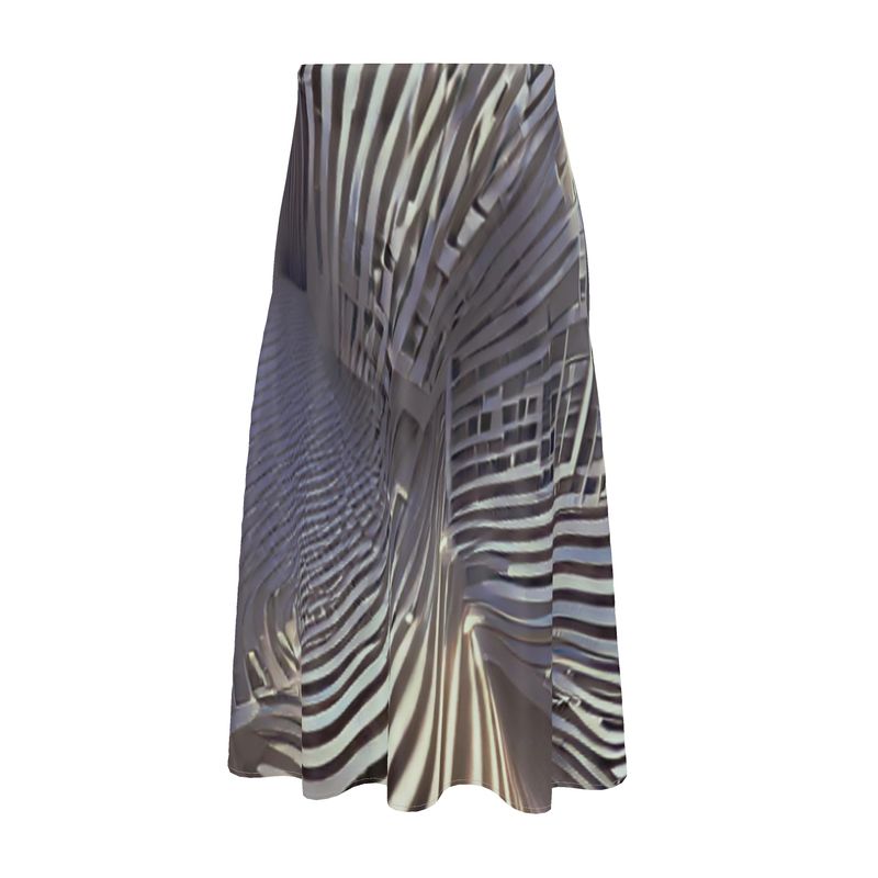 A Heavenly Cloud 2 - Black, Grey & White Elasticated Waist, High Rise, A-line Shape, Luxurious Feel Premium Quality Midi Skirt