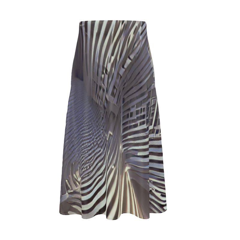 A Heavenly Cloud 2 - Black, Grey & White Elasticated Waist, High Rise, A-line Shape, Luxurious Feel Premium Quality Midi Skirt