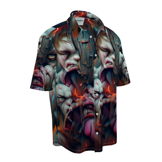 Torment 10 - Red, Grey & Pink Short Sleeve Button Up, Mother Of Pearl Buttons, Breathable Fabric, Men's Short Sleeve Shirt