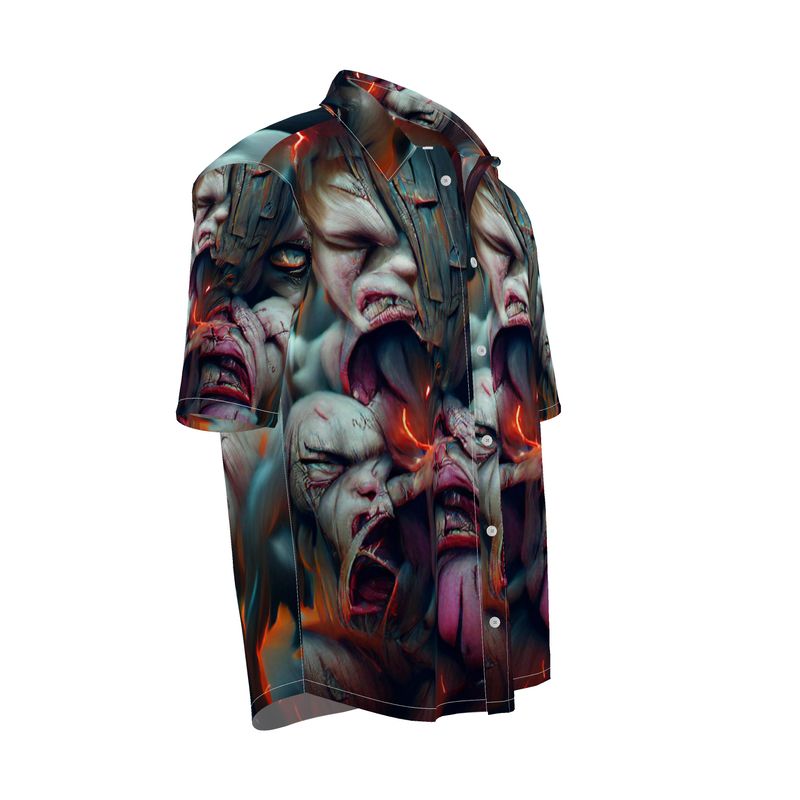 Torment 10 - Red, Grey & Pink Short Sleeve Button Up, Mother Of Pearl Buttons, Breathable Fabric, Men's Short Sleeve Shirt