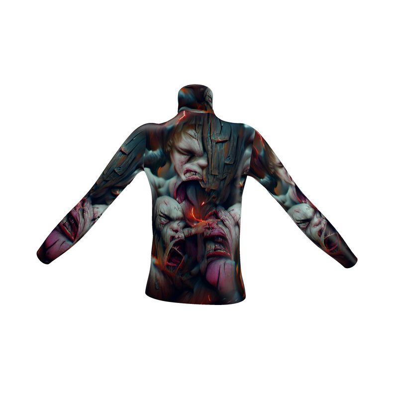 Torment 10 - Red, Grey & Pink Long Sleeves, Men's Slim Fit Roll Neck