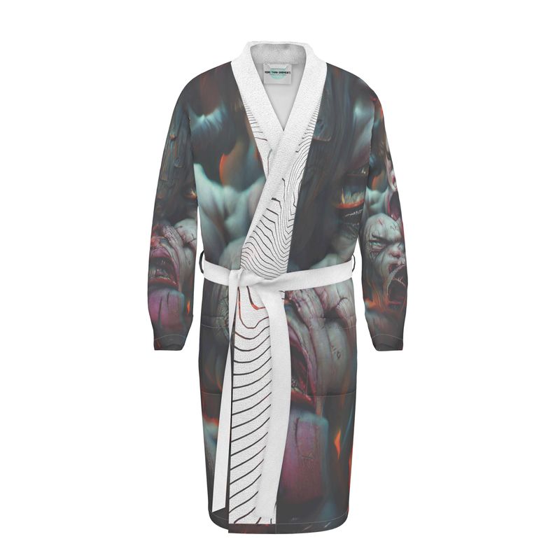 Torment 10 - Red, Grey & Pink Unisex Fire-Rated Fabric Dressing Gown