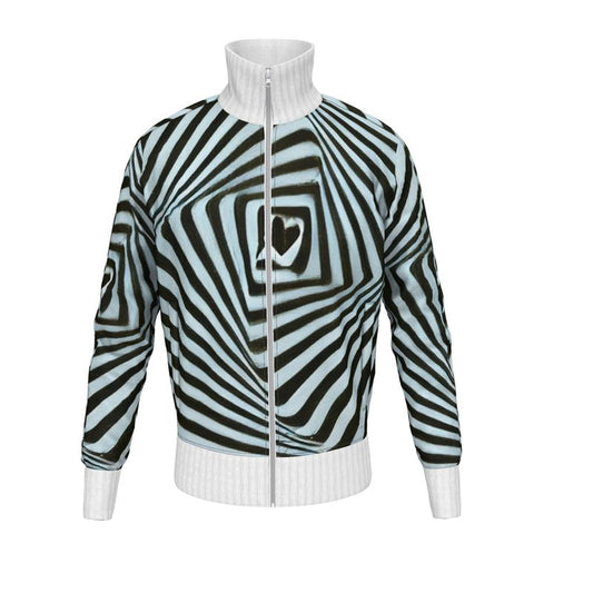 2 Caring - Black & Light Blue Stripes Men's Tracksuit Jacket