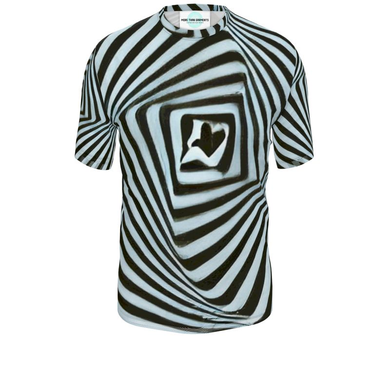 2 Caring - Black & Light Blue Stripes Relaxed Cut, Fitted Waist, Stretch Fabric, Crew Neckline, Men's T-Shirt