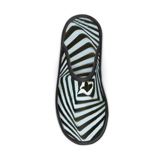 2 Caring - Black & Light Blue Stripes Locks In Warmth, Non-slip Leatherette Sole, Water Absorbent Qualities Slippers